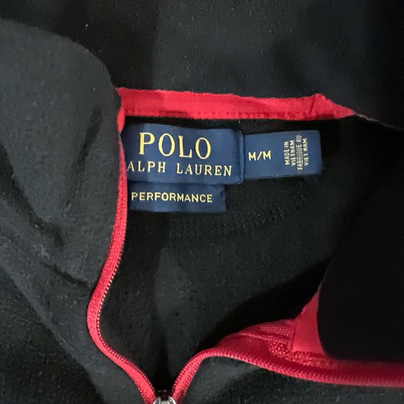 Ralph Lauren polo fleece, half zip, black and red size medium - Picture 3 of 4